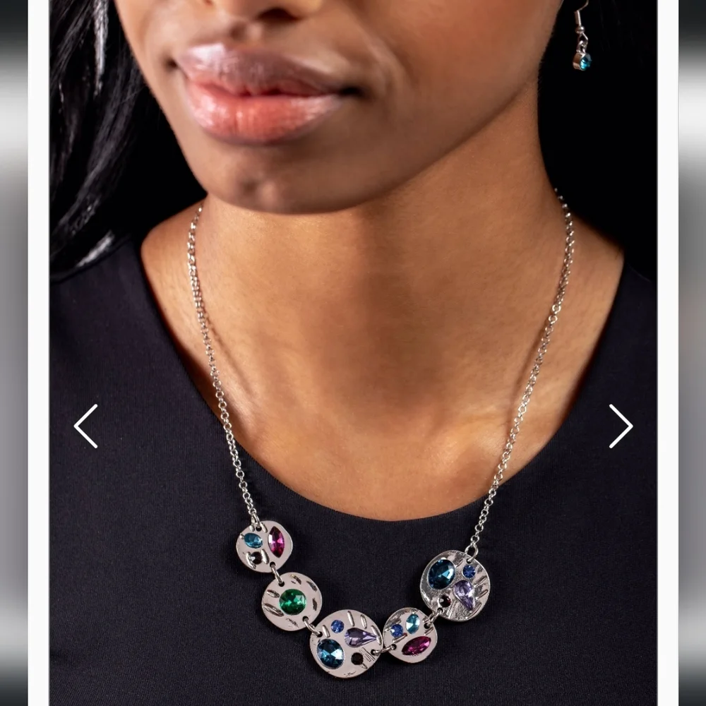 Handcrafted Honor Multi Necklace SILVER Purple Green Blue 💜 - Picture 2 of 4